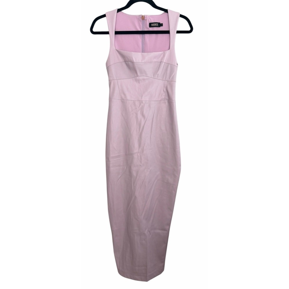 NOOKIE Alexia Midi Dress Lilac Faux Leather Women's Size Small